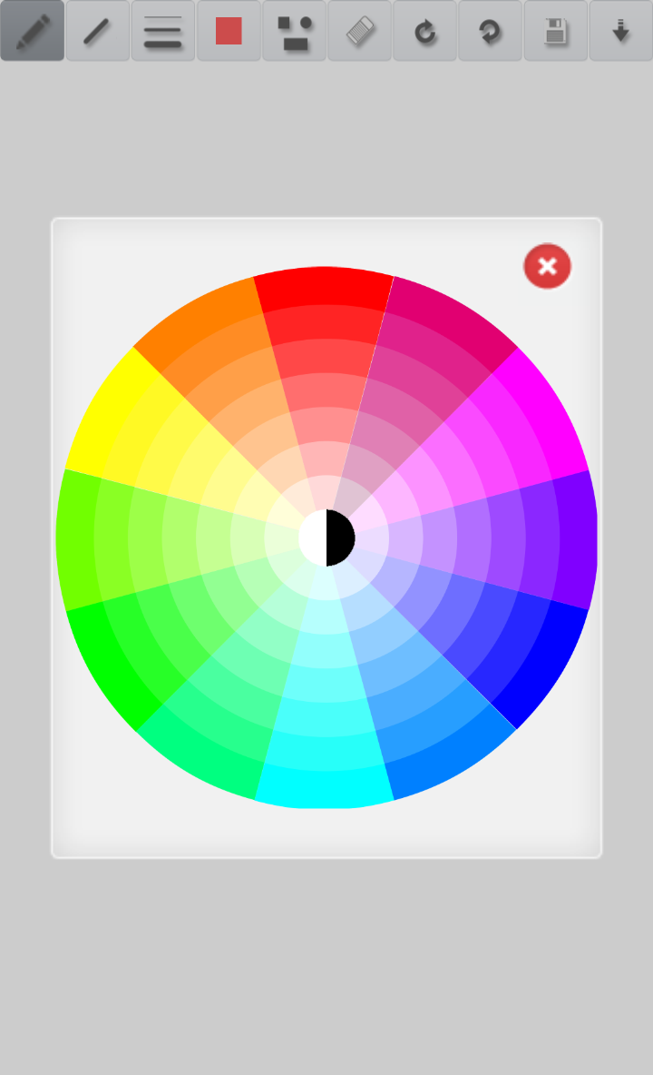 YourSketch screenshot with colour wheel